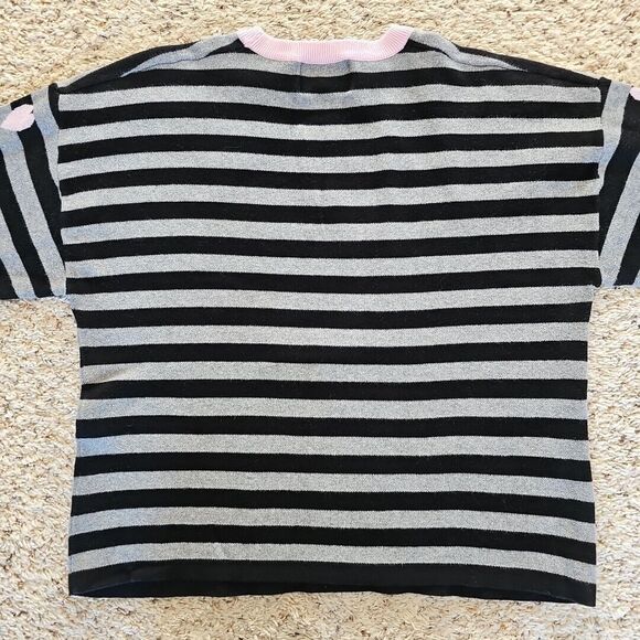 Vtg Elana Carello Sweater Striped Jumper Pink Hearts Kawaii Cute Goth 90s - Picture 13 of 14